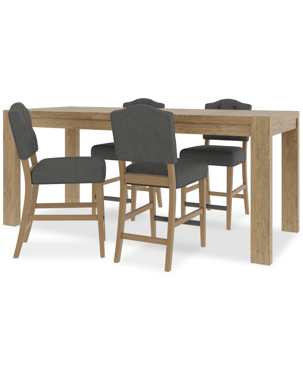 Macy's 5pc Counter Height Dining Set (davie Rectangular Table & 4 Jesilyn Stools) In Slate