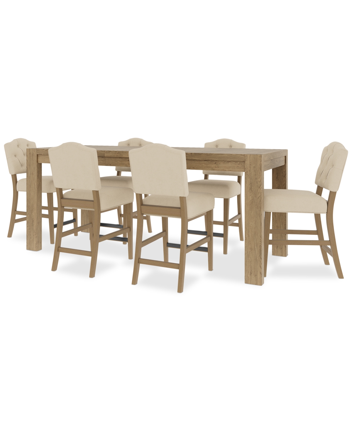 Macy's 7pc Counter Height Dining Set (davie Rectangular Table & 6 Jesilyn Stools) In Ivory