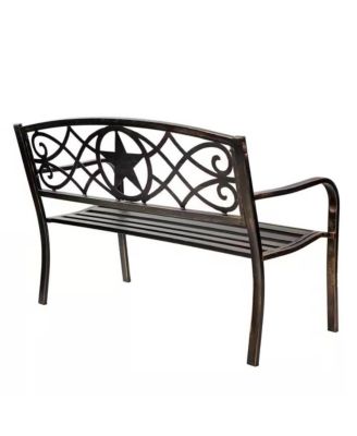 Steel Garden Bench – 4-Foot Outdoor Patio Seating with Powder Coated Metal Finish for Lawn or Porch