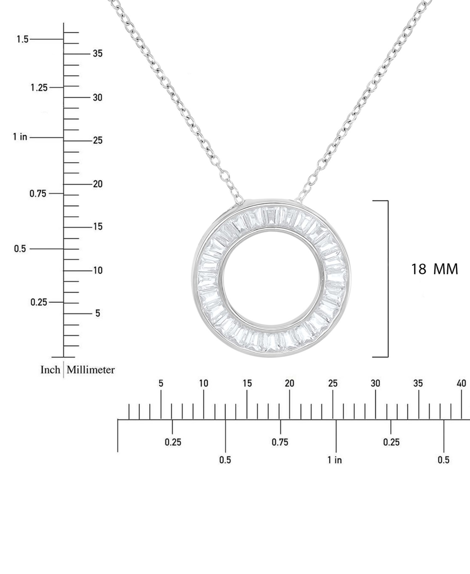 Cubic Zirconia Open Circle Pendant Necklace in Sterling Silver