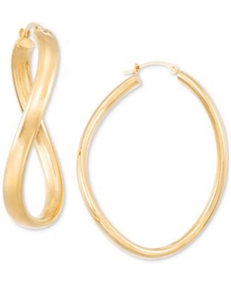 Polished Wavy Oval Drop Earrings in 14k Gold Over Resin