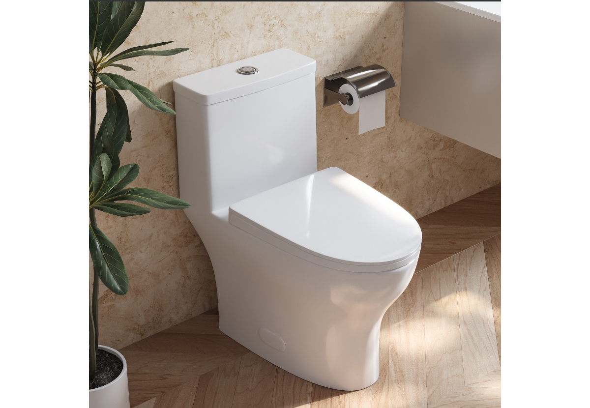 Bathroom Toielt, One-Piece Toielt Dual-Flush Elongated Floor Mounted Toilet with White Glazed Surface(Seat Included) - White