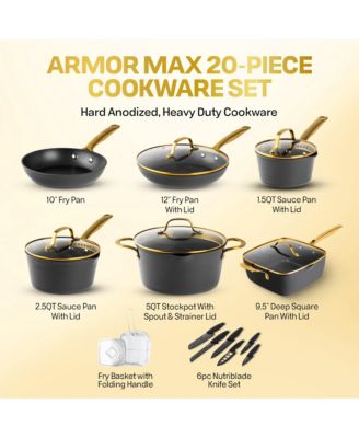 Armor Max Gold 20 Piece Hard Anodized Ultra Release Cookware Set