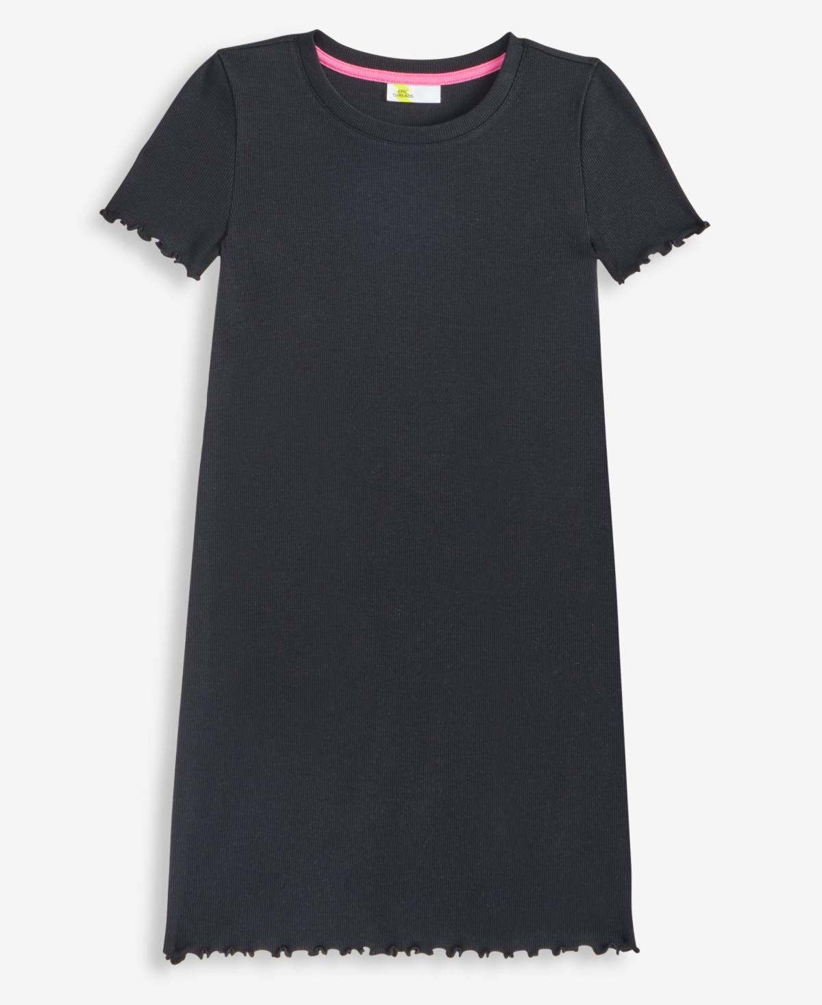 Epic Threads Little & Big Girls Ribbed Lettuce-hem Dress, Exclusively At Macy's In Deep Black