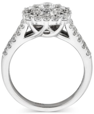 Diamond Halo Cushion Shape Cluster Engagement Ring (1-1/2 ct. t.w.) in 14k White Gold