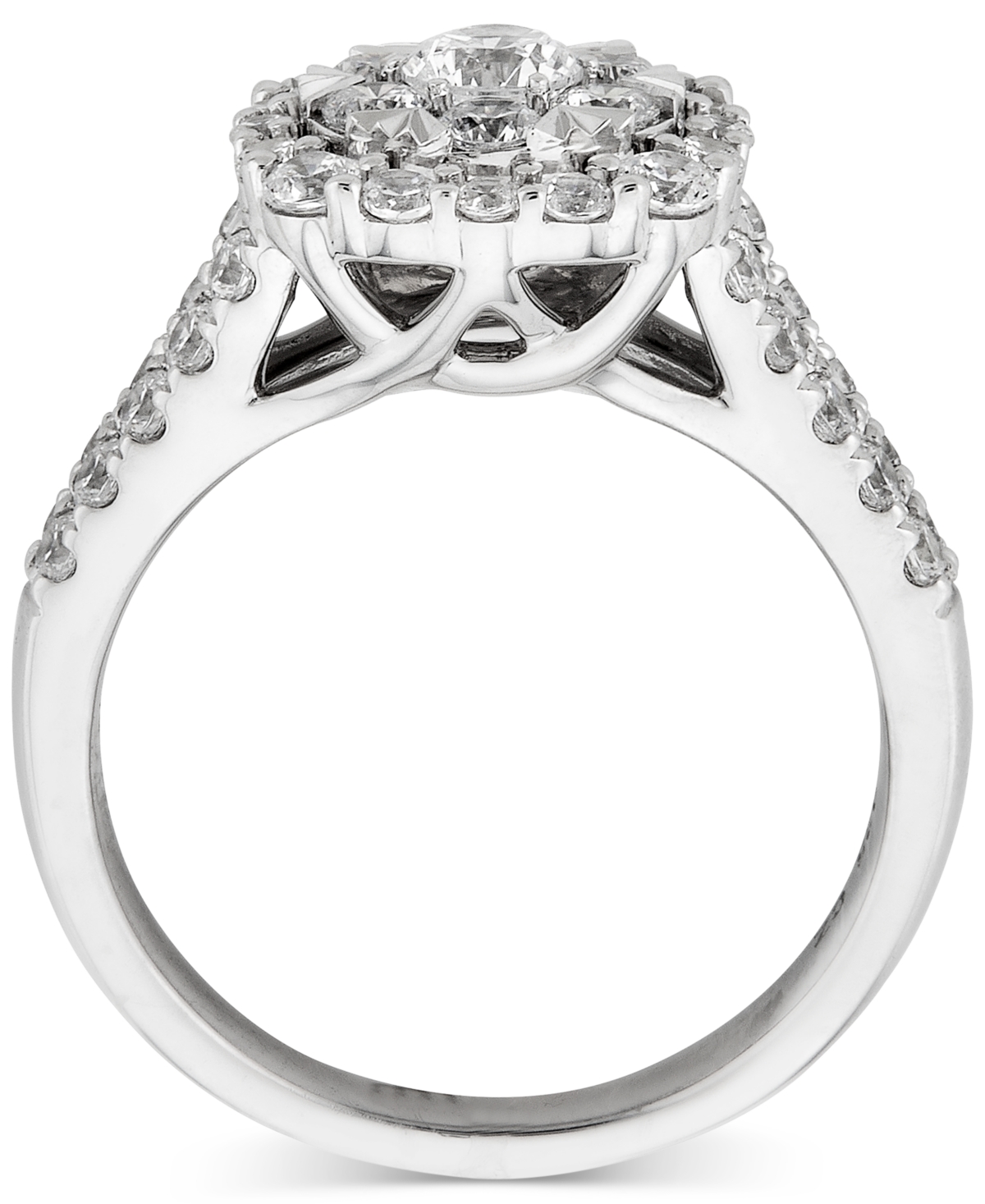 Macy's Diamond Halo Cushion Shape Cluster Engagement Ring (1-1/2 Ct. T.w.) In 14k White Gold In White Gold