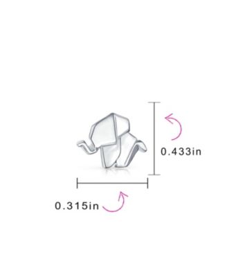 3D Geometric Origami Elephant Stud Earrings in Sterling Silver