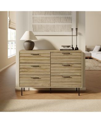 Mid-Century Modern Wave 6-Drawer 47.2-Inch Wide Dresser