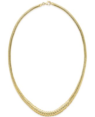 Italian Gold - Graduated Herringbone Necklace in Italian 14k Gold