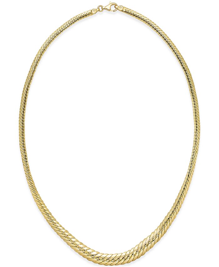 Italian Gold Graduated Herringbone Necklace in 14k Gold - Macy's