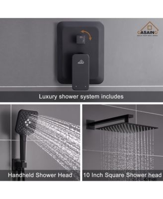 10 Inch Wall Mounted Square Shower System Set with Handheld Spray