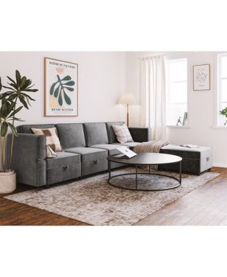 113.4" Chenille Reversible Sectional Sofa, 6-Seater Modular Sectional Sofa, Comfy Sectional Sleeper Sofa Couch with Chaise, U-Shape Modular Couch with Storage Seats & Ottomans, Grey