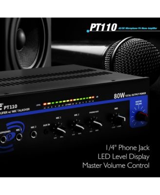 80-Watt Microphone PA Mono Amplifier with USB/BT
