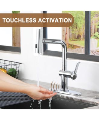 Single Handle Pull Out Kitchen Faucet with Touchless Sensor With Three-function Mode Sprayer