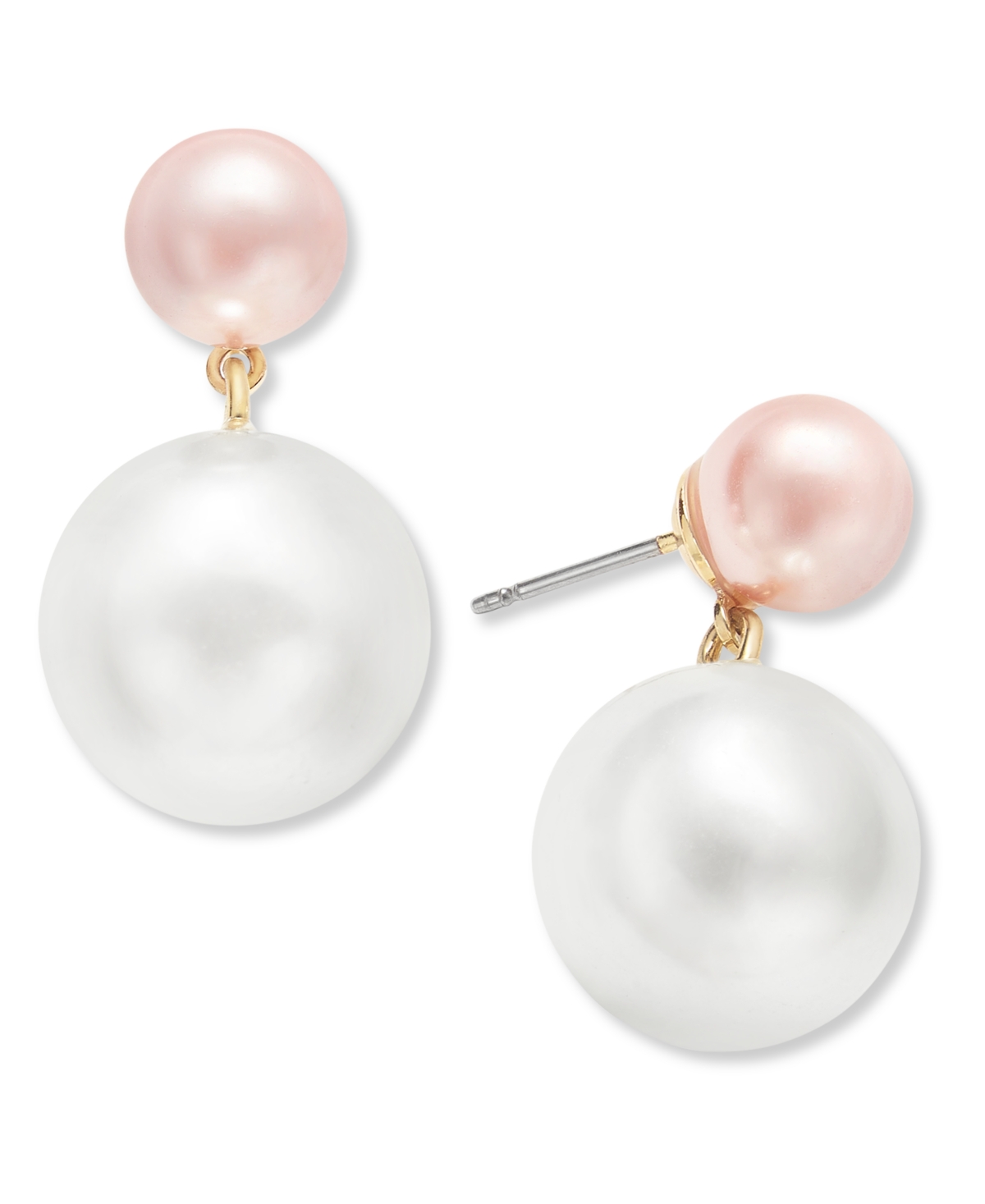 Gold-Tone Pink & White Imitation Pearl Drop Earrings, Exclusively at Macy's - Pink