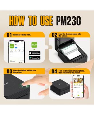 Nelko PM230 Mini Bluetooth Sticker Printer – Portable Thermal Printer with 3 Paper Rolls, Templates for Phone/Tablet – Easy Labeling Anywhere