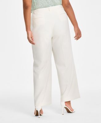 Plus Size Pull-On Wide-Leg Tailored Pants
