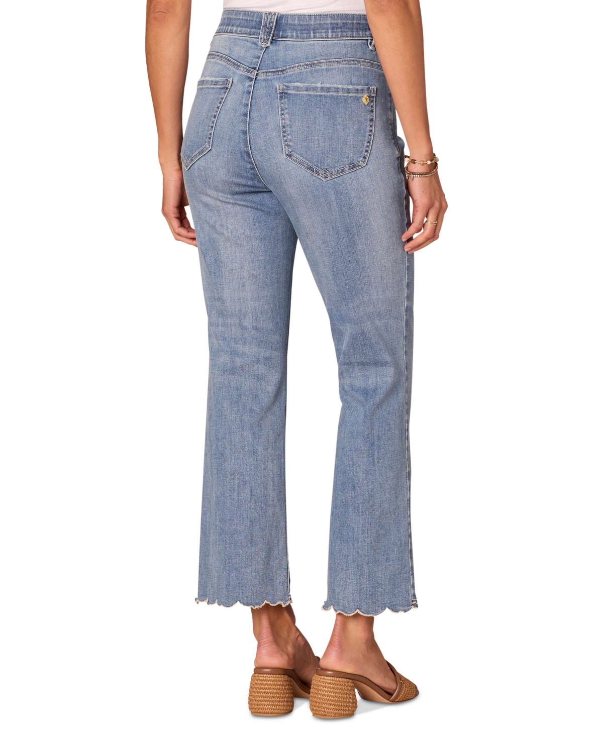 Democracy Petite High-rise Embroidered Flare Jeans In Light Blue