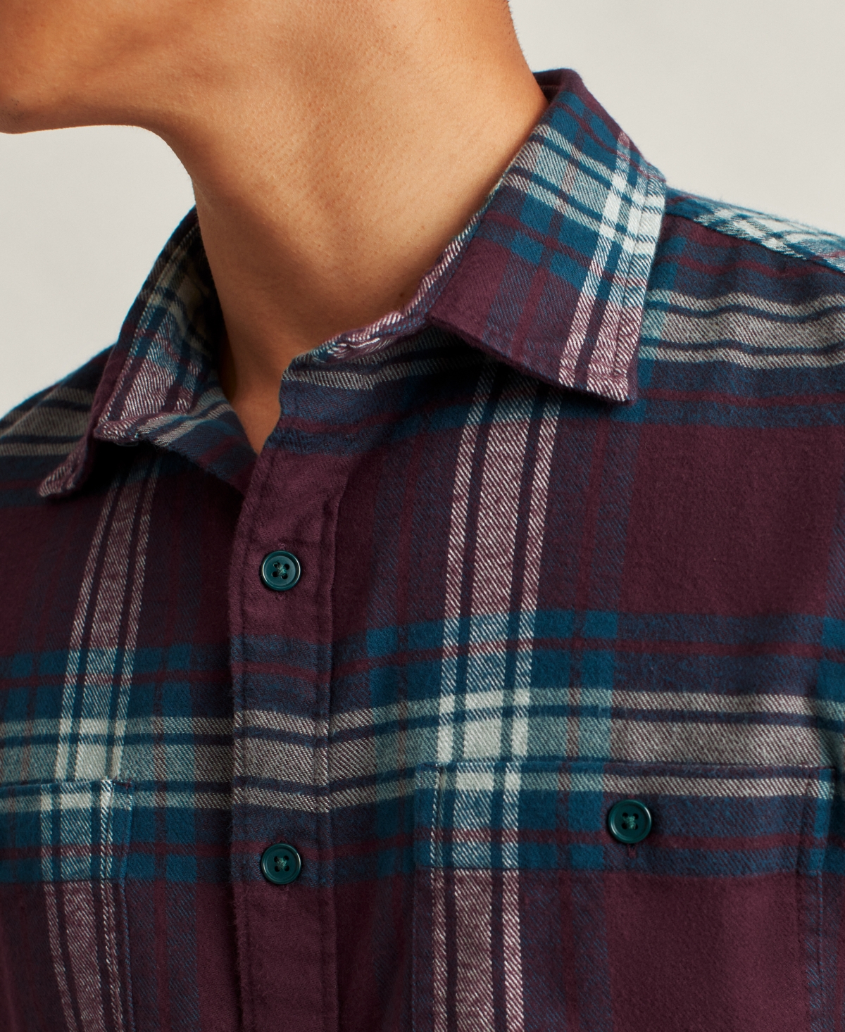 BONOBOS MEN'S SLIM FIT LONG SLEEVE BUTTON-FRONT STRETCH PLAID FLANNEL SHIRT 