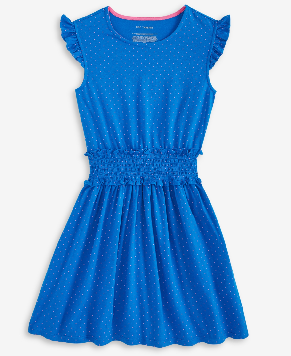 Epic Threads Kid Girl Dot-print Smocked-waist Dress, Exclusively At Macy's In Nautical B