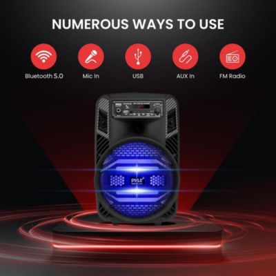 Portable Bluetooth PA Speaker System - 300W Rechargeable Outdoor Bluetooth Speaker Portable PA System w/ 8” Subwoofer 1” Tweeter, Microphone In, Party Lights, MP3/USB, Radio, Remote -PPHP835B