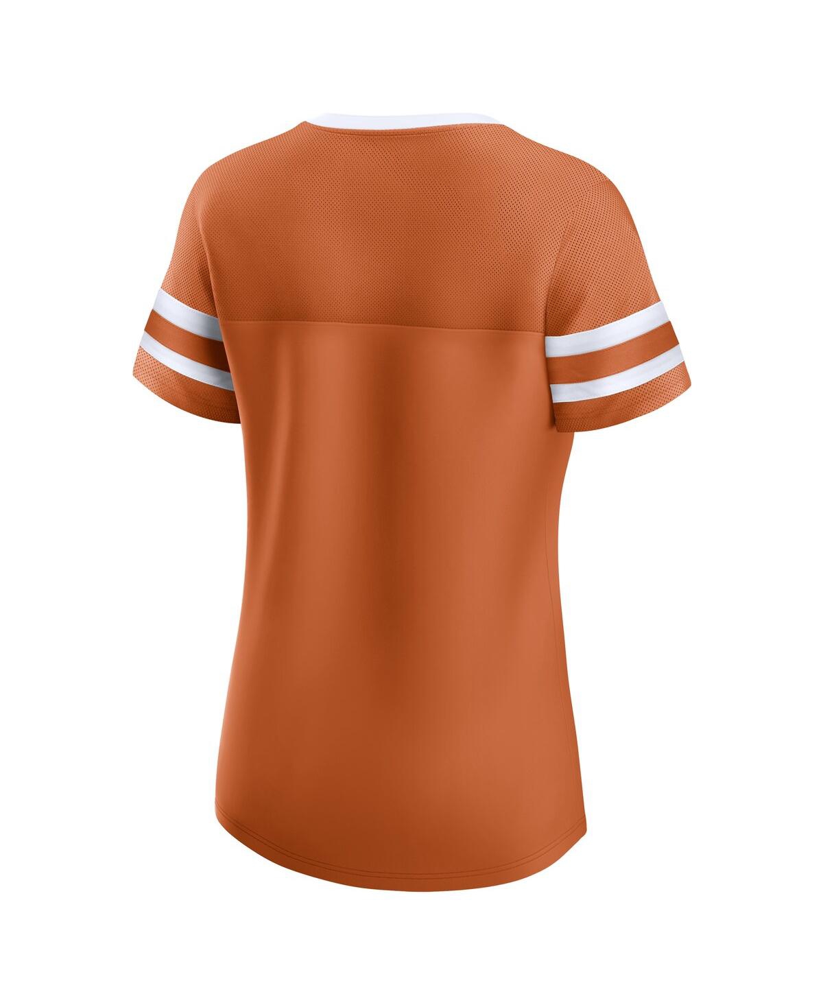 Fanatics Women's Texas Orange Texas Longhorns Iconic Athena Lace-up T-shirt In Burnt Orange