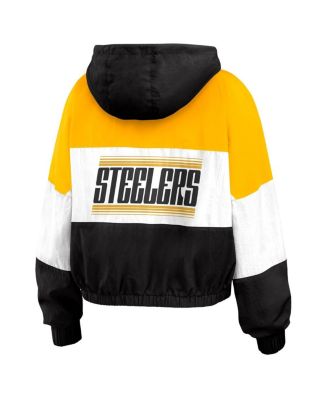 Women's Black Pittsburgh Steelers Color Block Full-Zip Windbreaker Jacket