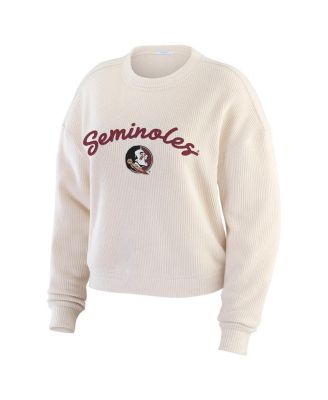 Women's Cream Florida State Seminoles Rib-Knit Long Sleeve T-Shirt Pants Lounge Set