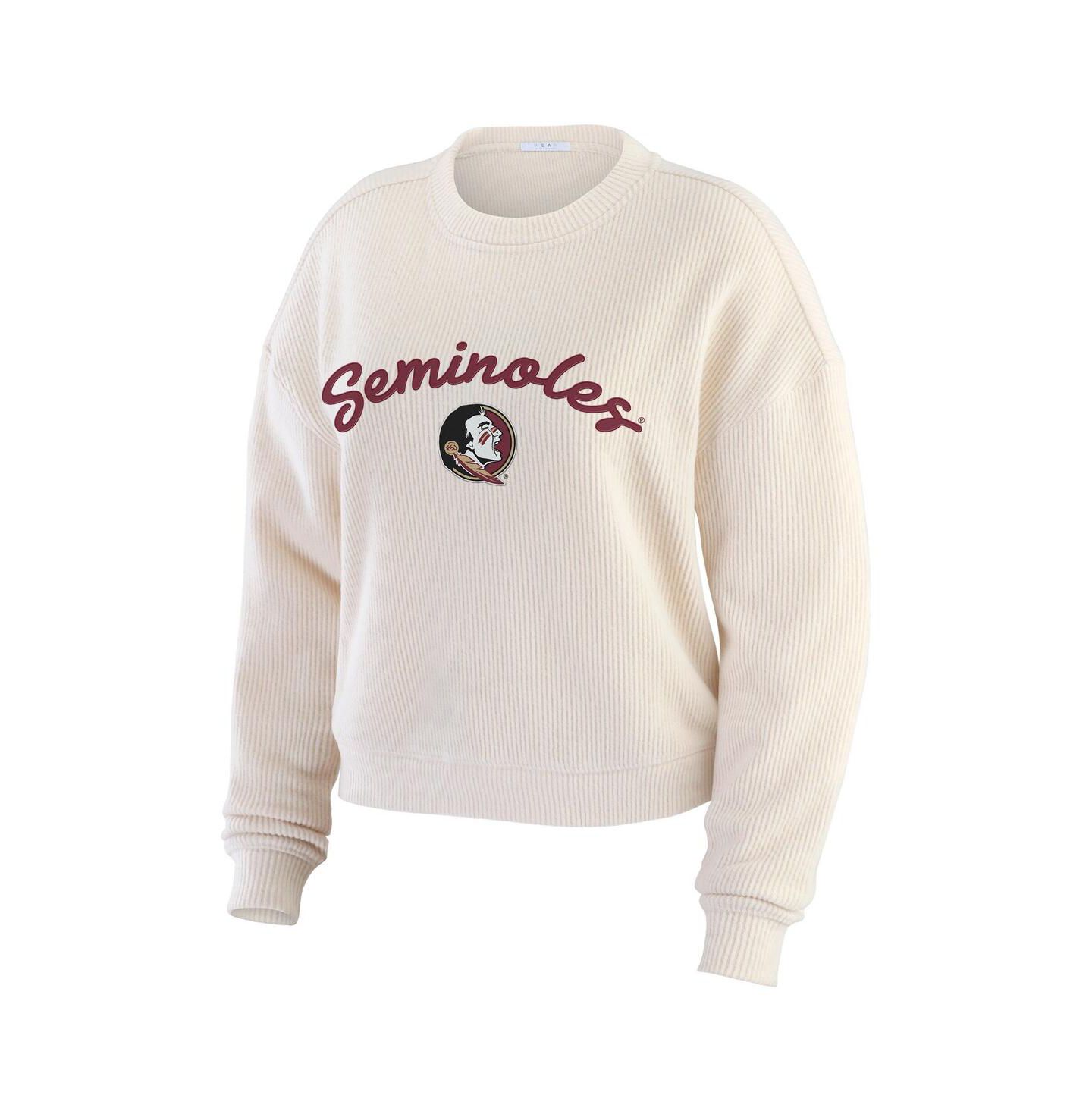 Женские брюки WEAR by Erin Andrews Cream Florida State Seminoles Rib-Knit Long Sleeve T-Shirt Pants Lounge Set — фото 3