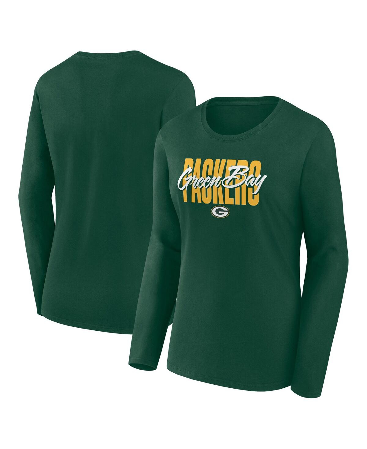 Women's Green Green Bay Packers Grip Long Sleeve T-Shirt - Green