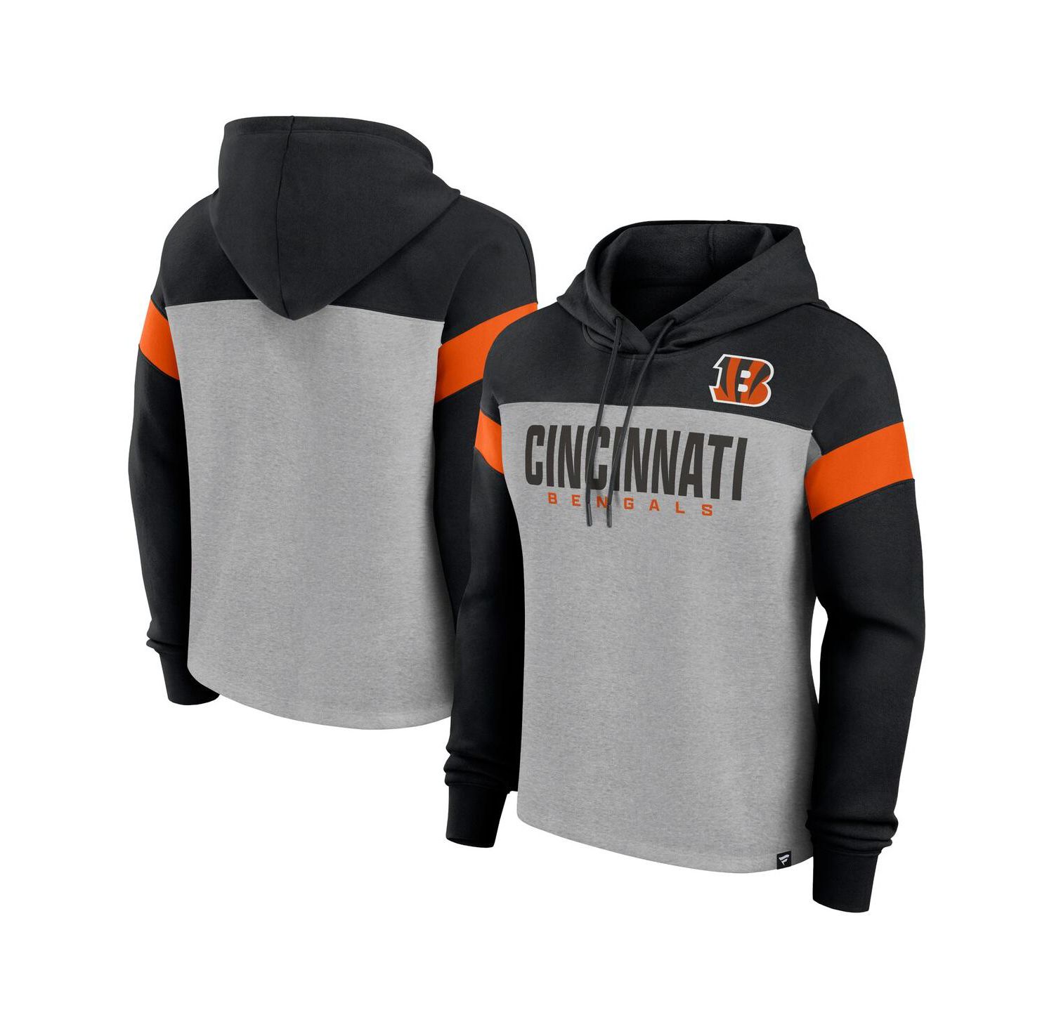 Women's Heather Gray/Black Cincinnati Bengals Bold Play Call Pullover Hoodie