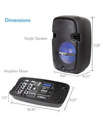 Stage & Studio PA Speaker & DJ Mixer Bundle Kit - (2) 10" Bluetooth PA Loudspeakers with Built-in LED Lights, 8-Ch. Audio Mixer, Speaker Stands, Wired Microphone (600W)