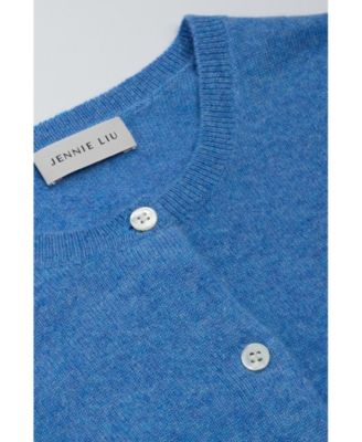 Women's 100% Cashmere Button Front Long Sleeve Crewneck Cardigan Sweater