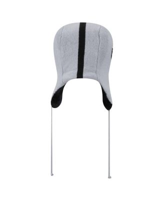 Men's Silver Las Vegas Raiders Helmet Head Trapper Knit Hat