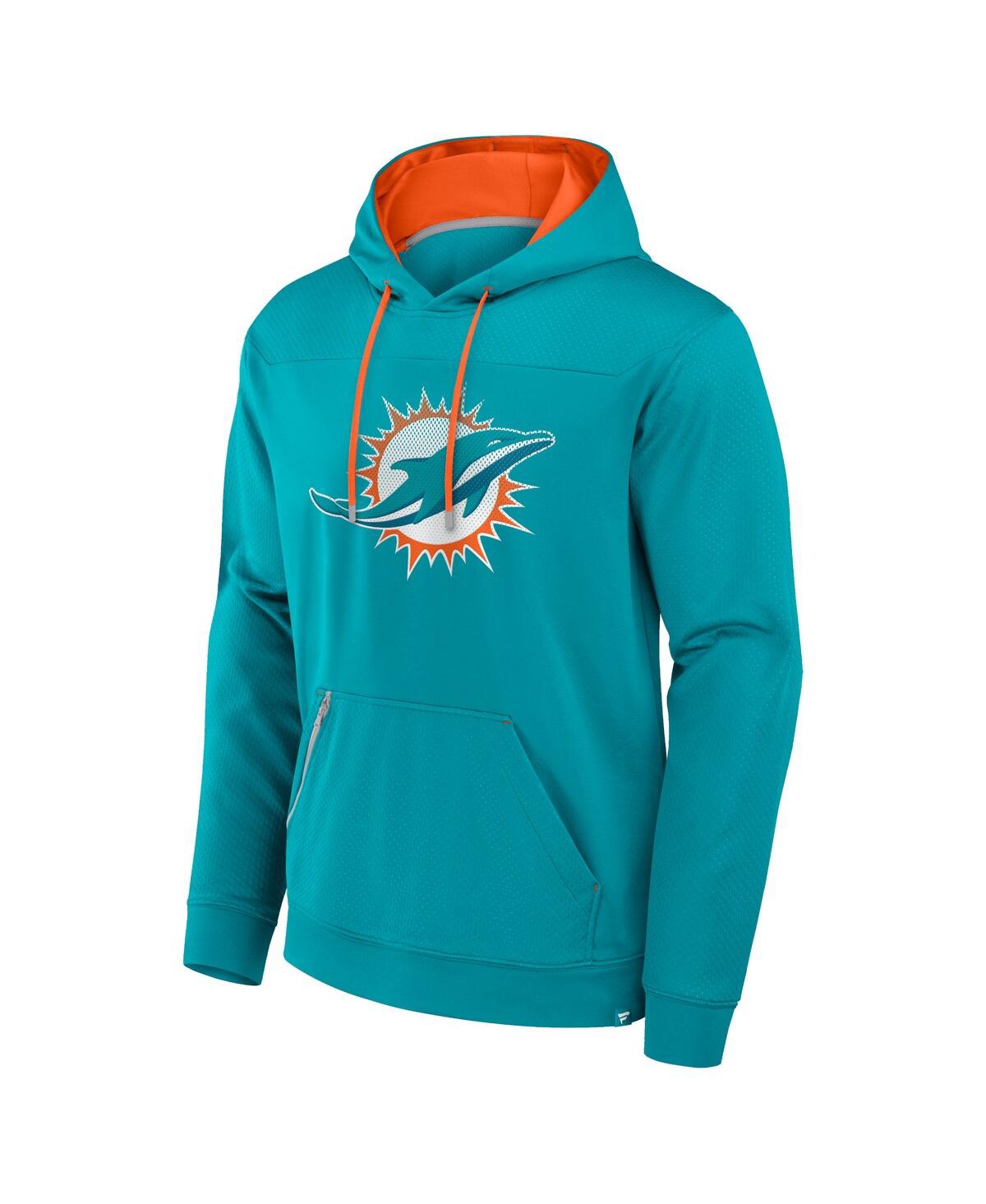 Fanatics Men's Aqua Miami Dolphins Defender Pullover Hoodie In Aqua,orange