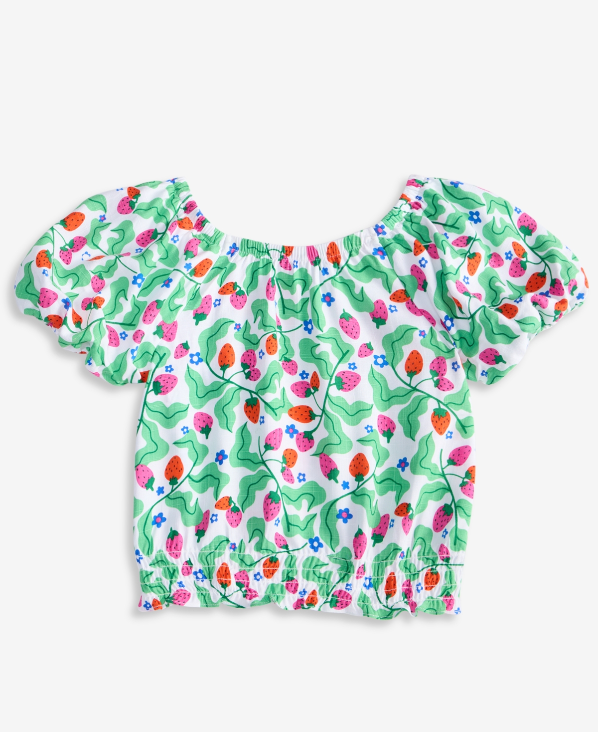 Epic Threads Kid Girl Berry-print Smocked Puff-sleeve Top, Exclusively At Macy's In Bright Whi