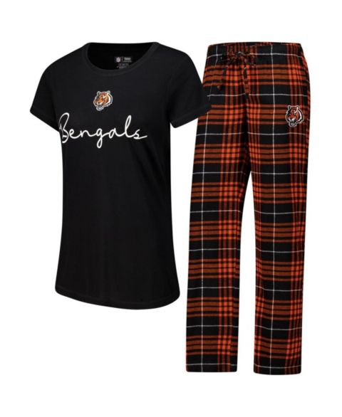 Женские комплекты Concepts Sport Cincinnati Bengals Vector T-Shirt Flannel Pants Sleep Set