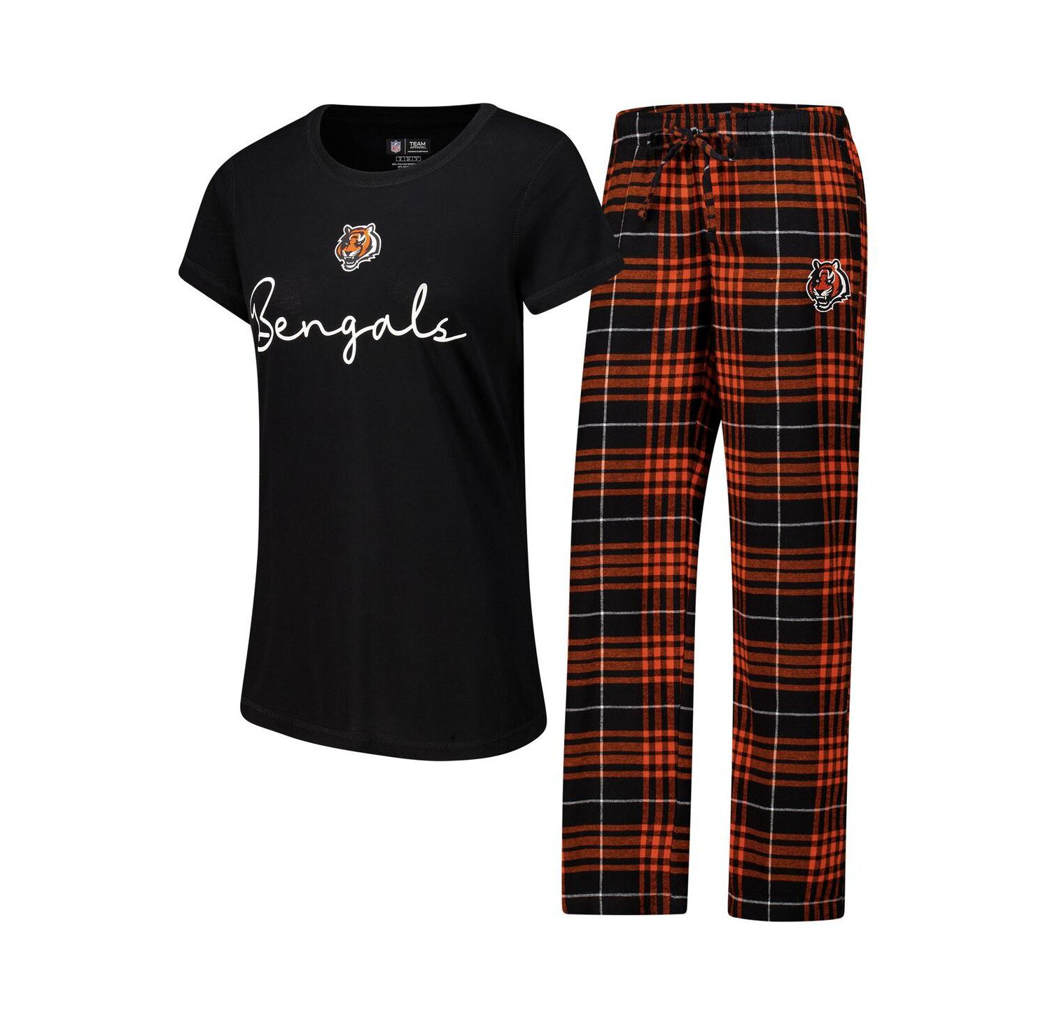 Women's Cincinnati Bengals Vector T-Shirt Flannel Pants Sleep Set