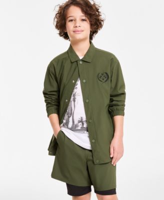 Macy's Epic Threads Little Big Boys Pickleball Club Coach Jacket Los Angeles Graphic T Shirt Layered Look S In Seaweed