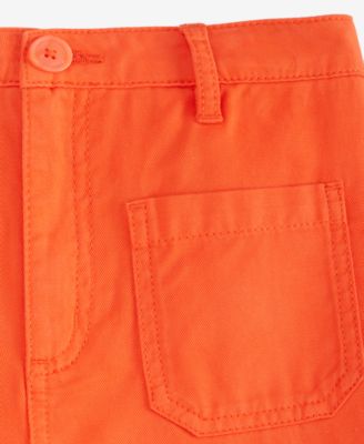 Little & Big Girls Twill Patch-Pocket Wide-Leg Pants, Exclusively at Macy's