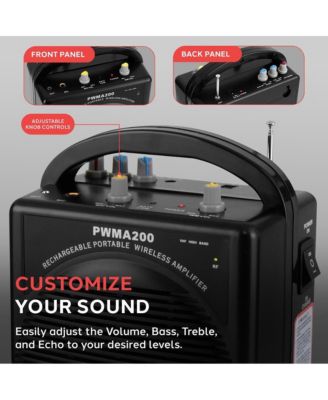 FM Radio Rechargeable PA System with Aux and Multiple Microphone Inputs