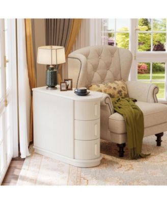 Wood 3-Drawer End Table with Finished Back, No Assembly Required