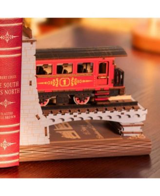 3D Puzzles for Adults DIY Book Nook Kit Decorative Bookends 6.5" Model Building Kit Crafts for Adults Gifts, Red, 12.36"9.09"1.57"