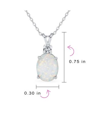 Classic Simple CZ Accent 5CT Oval Solitaire Created Opal Pendant Necklace Sterling Silver 16-18 Inch