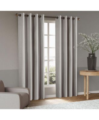 Linen Blend Total Blackout Grommet Curtains Pair, 52"X108"