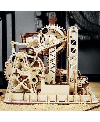 Marble Run Kit 3D Wooden Jigsaw Puzzles Model to Build for Adults Birthday Gift, Beige, 10"9"8"