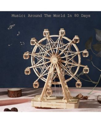 3D Wooden Puzzle Stagecoach Model Model Kits DIY Cars Toy Gifts, Beige, 11"4"13.3"