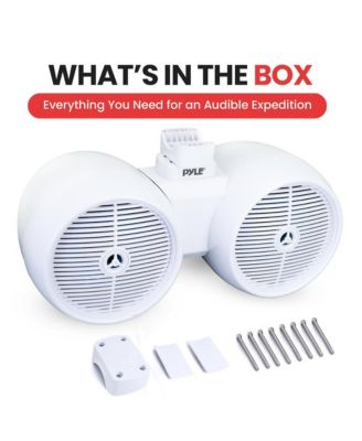 8'' Dual Marine Wakeboard Speaker System with LED Lights, Water Resistant, White