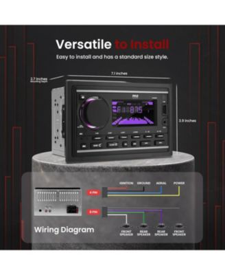 Double DIN Bluetooth MP3 Stereo Receiver with USB, AUX, AM/FM Radio, 300W