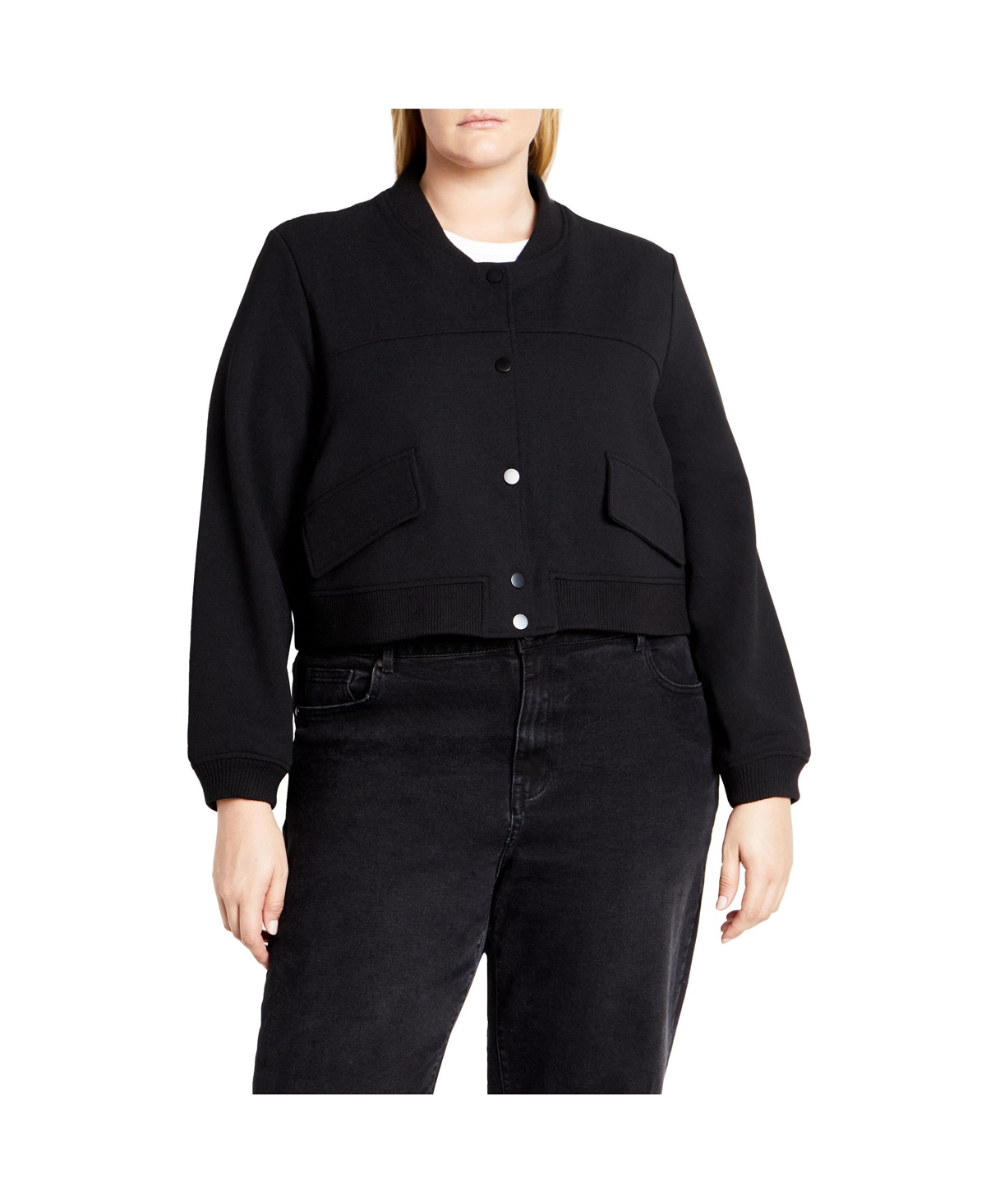 Plus Size Ivy Bomber Jacket - Black